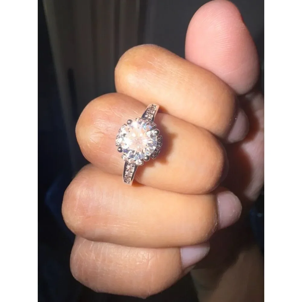 1 CT Moissanite Ring Size 5 Rhodium Plated S925 Sterling Silver